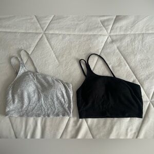 Bundle of 2: Gilly Hicks One Shoulder Terry Cotton Cropped Bralette Tank Top